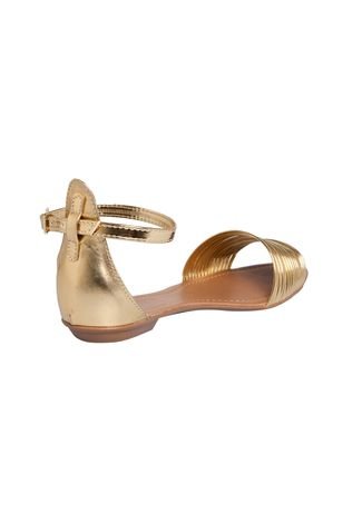 Rasteira DAFITI SHOES Tiras Dourada - Compre Agora