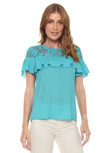 Blusa For Why Renda Azul - Marca For Why