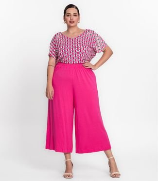 Blusa Feminina Plus Size Estampada Secret Glam Rosa