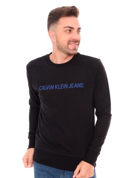 Moletom Calvin Klein Jeans Masculino Classic Front Blue Preto - Marca Calvin Klein