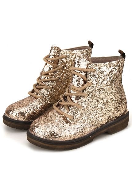 Bota Coturno Molekinha Infantil glitter Dourada - Marca Molekinha