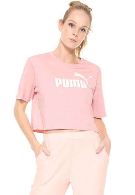 Camiseta Cropped Puma Essentials Rosa - Marca Puma