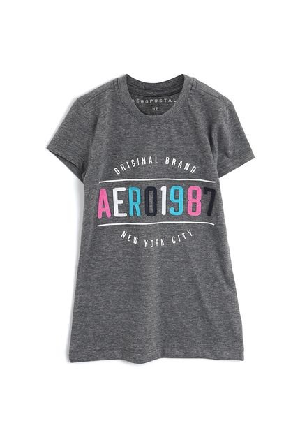 Camiseta Aeropostale Menina Lettering Cinza - Marca Aeropostale