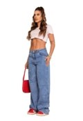 Calça Jeans Pantalona Wide Leg Elegante Jeans Marmorizada Feminina Confortável Tecido Premium - Marca Pletora