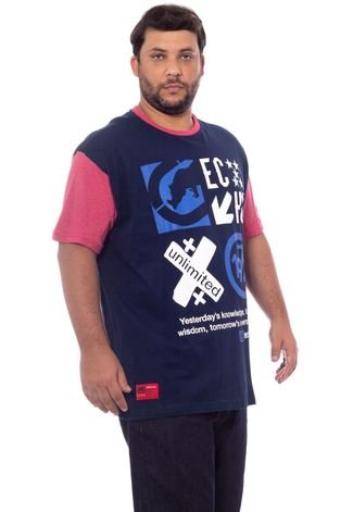 Camiseta Ecko Plus Size Estampada Azul Marinho