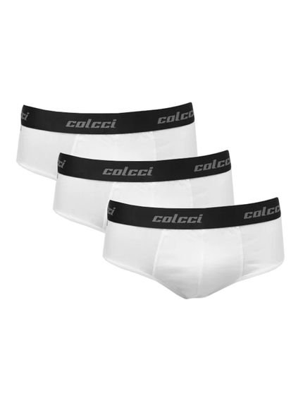 Cuecas Colcci Slip Cotton Gray Logo Branca Pack 3UN - Marca Colcci