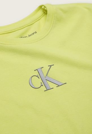 Camiseta Infantil Cropped Calvin Klein Kids Logo Amarela
