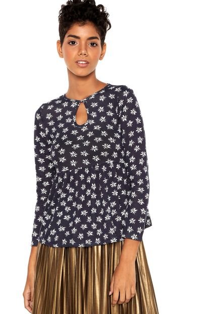 Blusa Odymalhas Floral Azul-Marinho - Marca Odymalhas