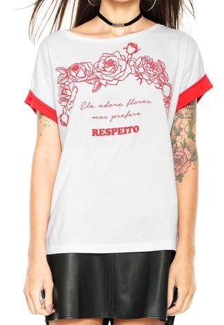 Camiseta Coca-Cola Jeans Roses Branco