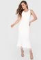 Vestido Tricot Colcci Midi Franjas Branco - Marca Colcci