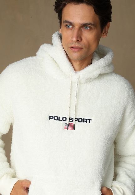 Blusa de Moletom Fechada Polo Ralph Lauren Sherpa Branca - Marca Polo Ralph Lauren
