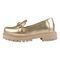 Sapato Feminino Mocassim Tratorado Donatella Shoes Bico Redondo Confort Ouro Light com corrente - Marca Donatella Shoes