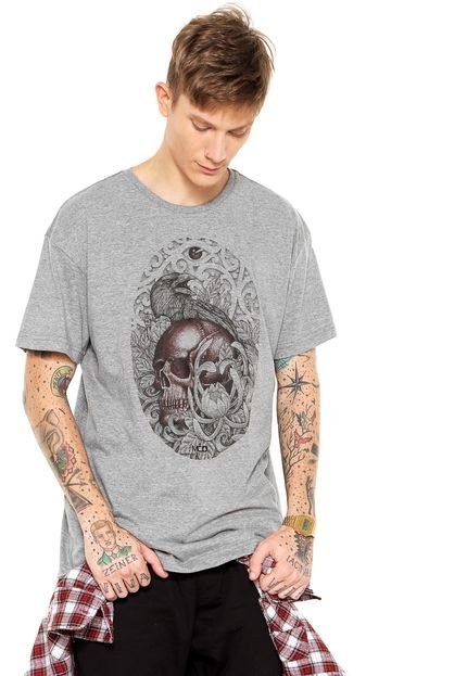 Camiseta MCD Box Fit Skull Crow Cinza - Marca MCD