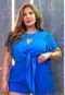 Blusa Feminina Com Amarração Plus Size  Azul - Marca It Curves
