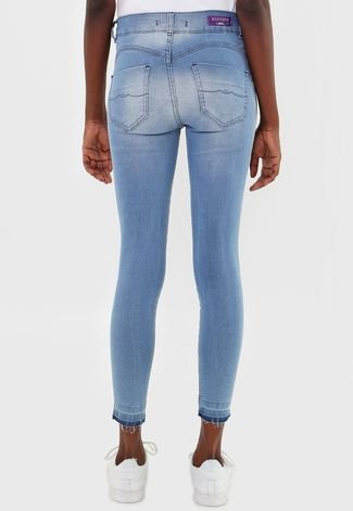 Calça Cropped Jeans Biotipo Skinny Estonada Azul