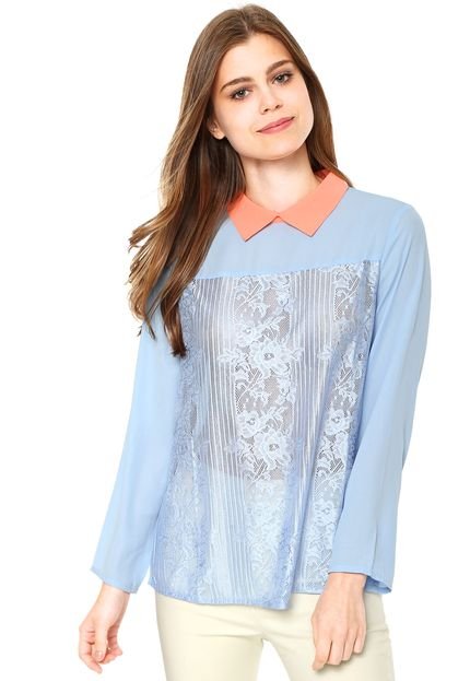 Camisa Mooncity Renda Azul - Marca Mooncity