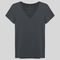 Camiseta Viscose Stretch Feminina Gola V Cinza - Marca Basicamente.