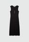 Vestido Mango Midi Ribana Preto - Marca Mango