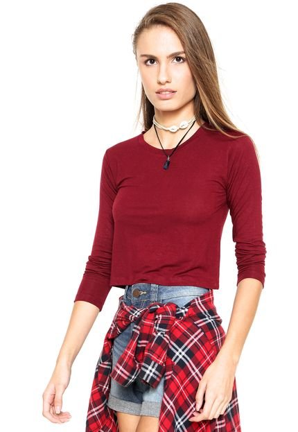 Blusa Cropped Redley Slim Vinho - Marca Redley