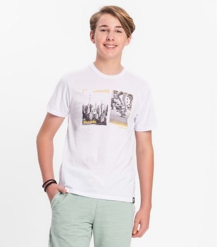 Camiseta Juvenil Masculina Em Meia Malha Minty Branco - Marca MINTY