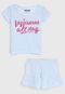 Pijama Tricae Curto Infantil Listrado Branco/Azul - Marca Tricae