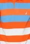 Camisa Polo Nautica Listrada Laranja/Azul - Marca Nautica