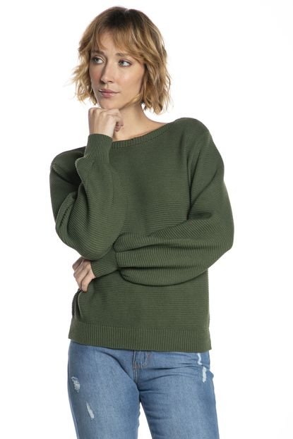 Suéter Feminino Tricô Liso Polo Wear Verde Médio - Marca Polo Wear