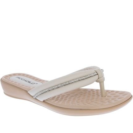 Tamanco Piccadilly Anabela Strass Acolchoado Off White - Marca Piccadilly