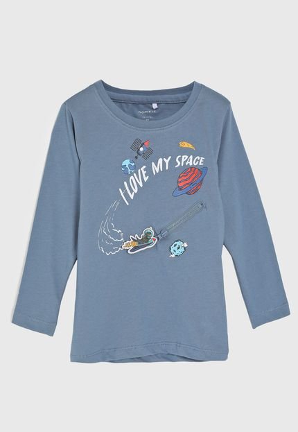 Camiseta Name It I Love My Space Azul - Marca Name It