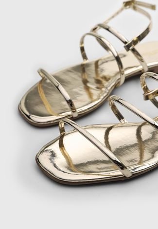 Rasteira Dafiti Shoes Metalizada Dourada