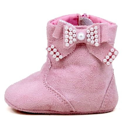 Bota De Bebê Magi Shoes Laço De Perolas Rosa - Marca Magi Shoes
