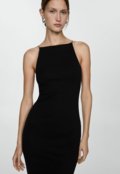 Vestido Mango Midi Liso Preto - Marca Mango