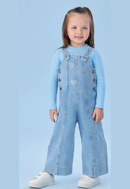 Macacão Jeans Infantil Petit Cherie 2 Azul - Marca Petit Cherie