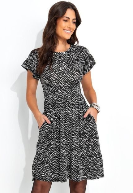 Vestido Em Malha De Viscose Preto Quintess - Marca Quintess