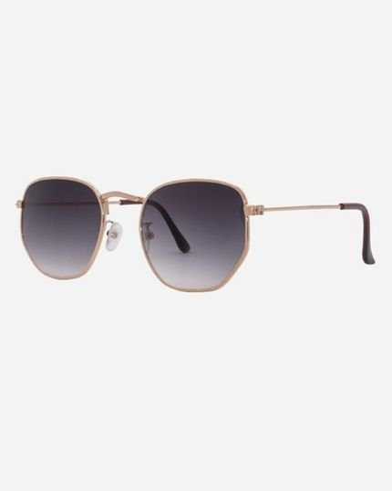 Óculos De Sol  Hexagonal Armação Metal Rose Gold Lente Proteção Uv400 Preto Degradê - Marca Palas Eyewear