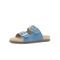 Snadália Birken Rasteira Couro Azul Fivela Dourada Kuento Shoes - Marca KUENTO SHOES