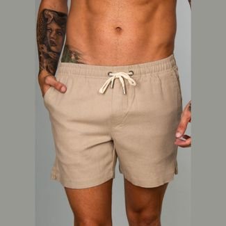 Short Red Feather Linho Masculino Natural