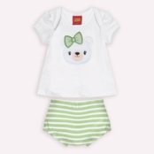 Bata com Calcinha Bebê Menina Kyly Branco - Marca Kyly