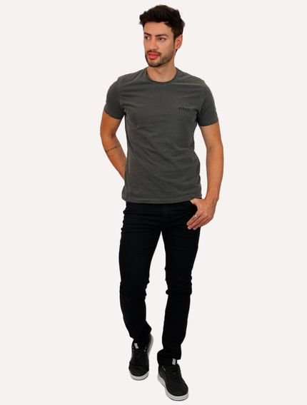 Camiseta Ellus Masculina Cotton Fine Grunge Gothic Classic Chumbo Mescla Incolor - Marca Ellus