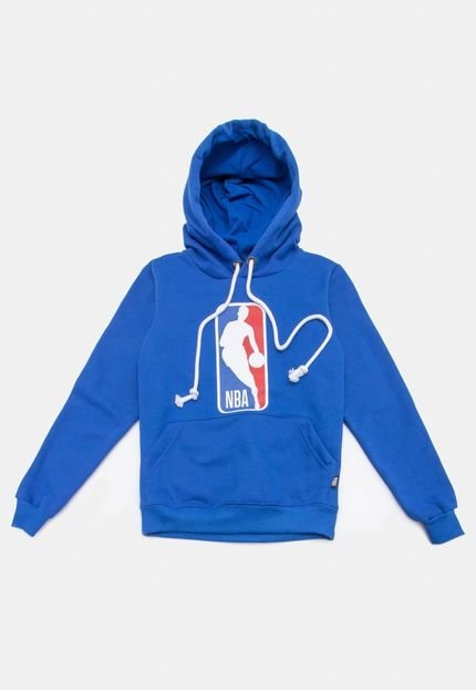 Moletom NBA Juvenil Fechado Com Capuz Big Branding Logo Azul - Marca NBA