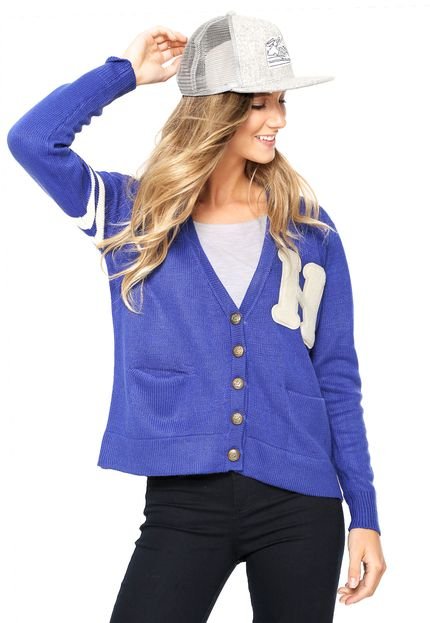 Cardigan Facinelli by MOONCITY Tricot College Azul - Marca Mooncity