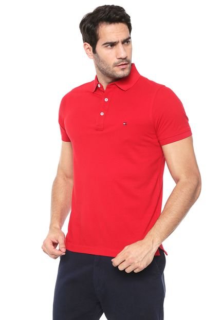 Camisa Polo Tommy Hilfiger Slim Logo Vermelha - Marca Tommy Hilfiger