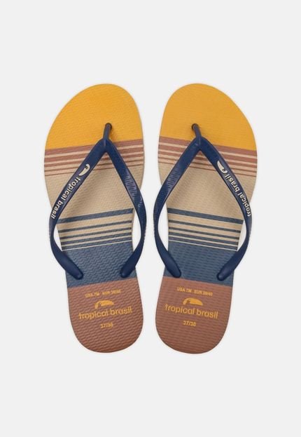 Chinelo Tropical Brasil Estampado Slim Azul Marinho com Areia - Marca Tropical Brasil