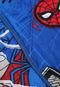Edredom Dupla Face Solteiro Microfibra 1,50 m x 2,20 m Lepper Marvel Spider Man Azul - Marca Lepper