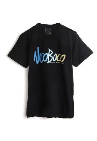 Camiseta Nicoboco Menino Lettering Preta