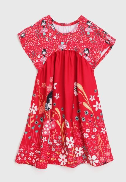 Vestido NANAI BY KYLY Infantil Floral Vermelho - Marca NANAI BY KYLY