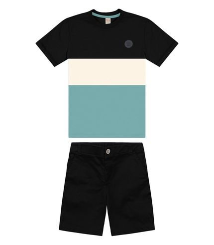 Conjunto Infantil Camiseta Com Bermuda Trick Nick Preto - Marca Trick Nick