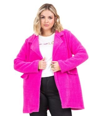 Casaco Feminino Plus Size Tweed Favo Secret Glam Rosa