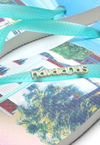 Sandália Havaianas Slim Paisage Fc Azul/Rosa