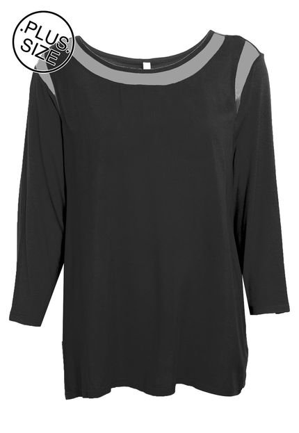 Blusa Manga Longa Lunender Mais Mulher Plus Tela Preta - Marca LND Lunender Mais Mulher Plus